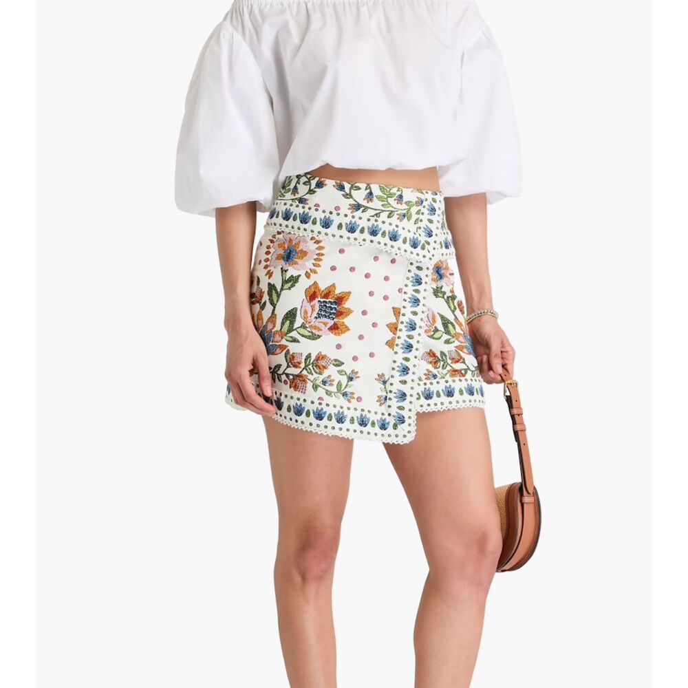 FARM Rio Floral Mini Skirt - White and Multicolor